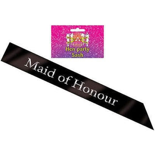 Sash Maid of Honour Black W/ Silver Writing