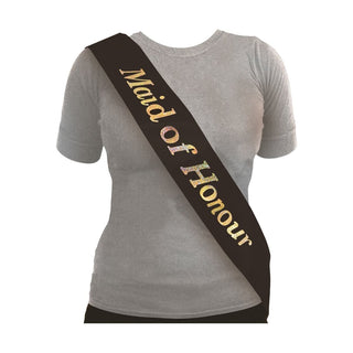 Sash Maid of Honour Black W/ Silver Writing