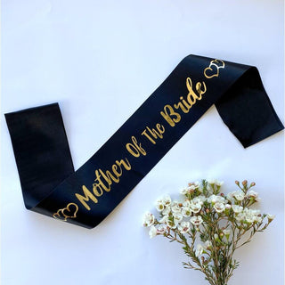 Sash, Satin Black Mother of the Bride with Gold Lettering