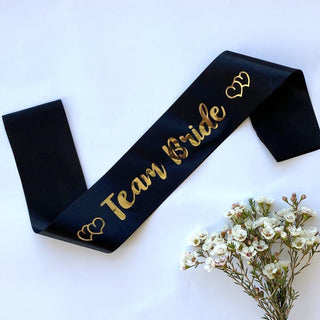 Sash, Satin Black Team Bride with Gold Lettering