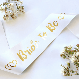 Sash, Satin White Bride To Be with Gold Lettering