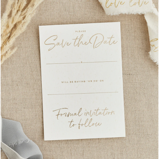 Gold foil Save the Date cards with envelopes â€“ pack of 20 A6 cards