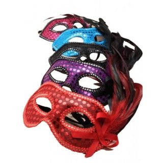 Sequin and Feather Detail Face Mask