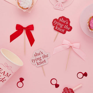 She's Tying The Knot & Satin Bow Food Picks - Pack of 12