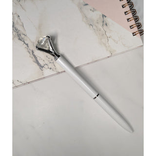 Silver and White Diamond Top Pen