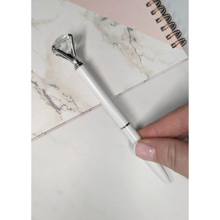 Silver and White Diamond Top Pen