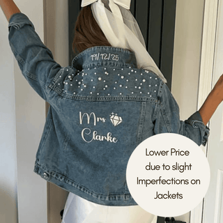 Slightly Imperfect Pearl Denim Jacket with Personalisation Option