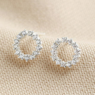 Sterling Silver Crystal Circle Earrings