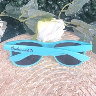 Sunglasses - Mint Green 'Bridesmaid' with black writing.