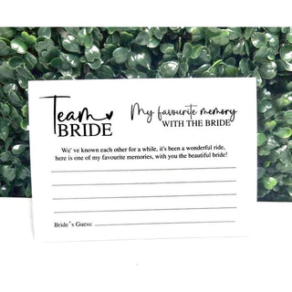 Team Bride - Favourite Memory Cards (10 pack)