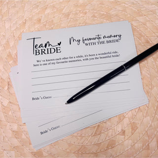 Team Bride - Favourite Memory Cards (10 pack)
