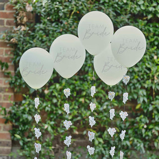 Team Bride Hen Party Balloons with Floral Balloon Tails