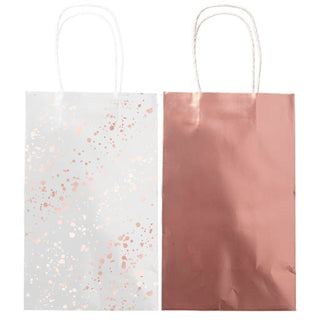 Team Bride Metallic Rose Gold Paper Loot Bags (8)