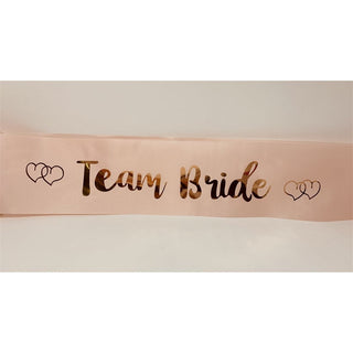 Team Bride Satin Sash, Pink & Rose Gold