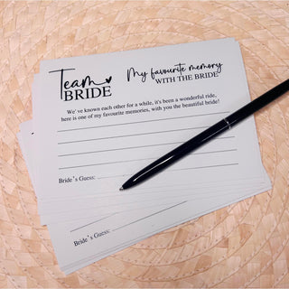 Team Bride - Favourite Memory Cards (10 pack)