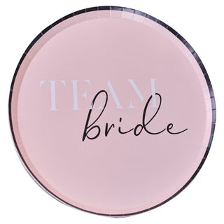 Serve tasty hen party treats with these chic Team Bride paper plates.