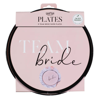 Serve tasty hen party treats with these chic Team Bride paper plates.