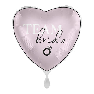 Pink heart-shaped foil balloon with 'Team Bride' lettering, ideal for hen party decorations.