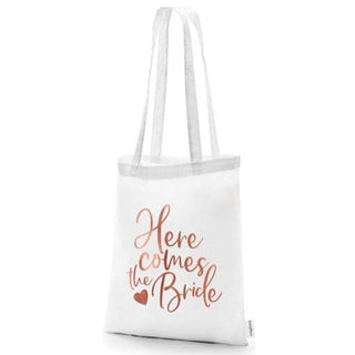 Tote bag - Here comes the bride, white, 39x42cm