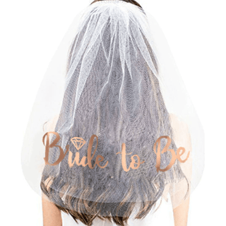 Veil White Rose Gold Bride to Be with Ring