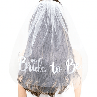 Veil White & Silver Bride to Be with Ring