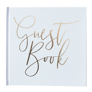 White and Gold Foiled Wedding Guest Book