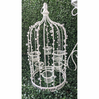White Birdcage and Candle Stand Set - Rental