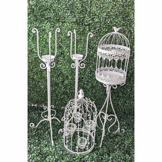 White Birdcage and Candle Stand Set - Rental
