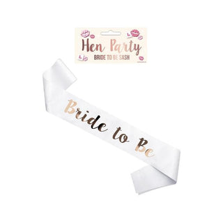 White Bride to Be Hen Party Sash