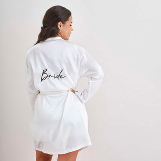 White Embroidered Bride Dressing Gown