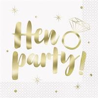 White & Gold Hen Party Napkins