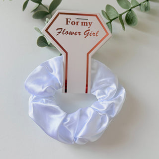 White Satin Flower Girl Scrunchie