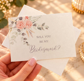 Will you be my Bridesmaid Card with envelope - Rose Design