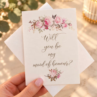Will you be my Maid of Honour Card with envelope - Floral Design