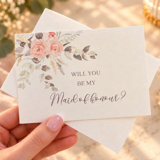 Will you be my Maid of Honour Card with envelope - Rose Design