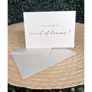 Will you be my Maid of Honour Card with envelope - Rosegold