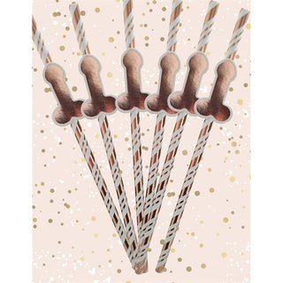 Willy Straws, Rose Gold, 6 per pack