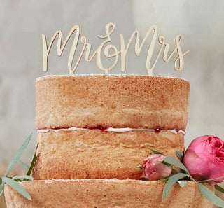 Wooden Mr & Mrs Cake Topper