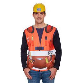 Construction Worker Shirt (One Size) Adult Fancy Dress